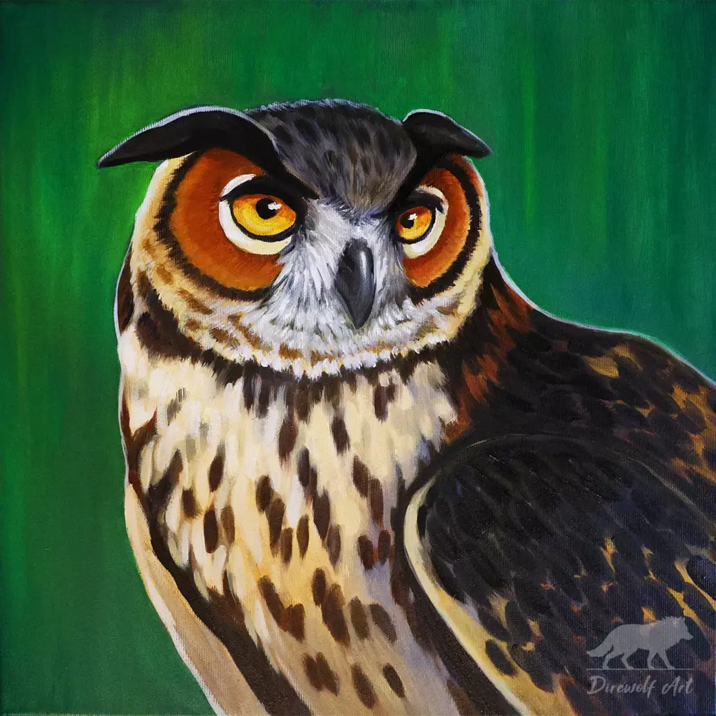 ​Great Horned | Oil on Canvas, 40 x 40 cm, 2024