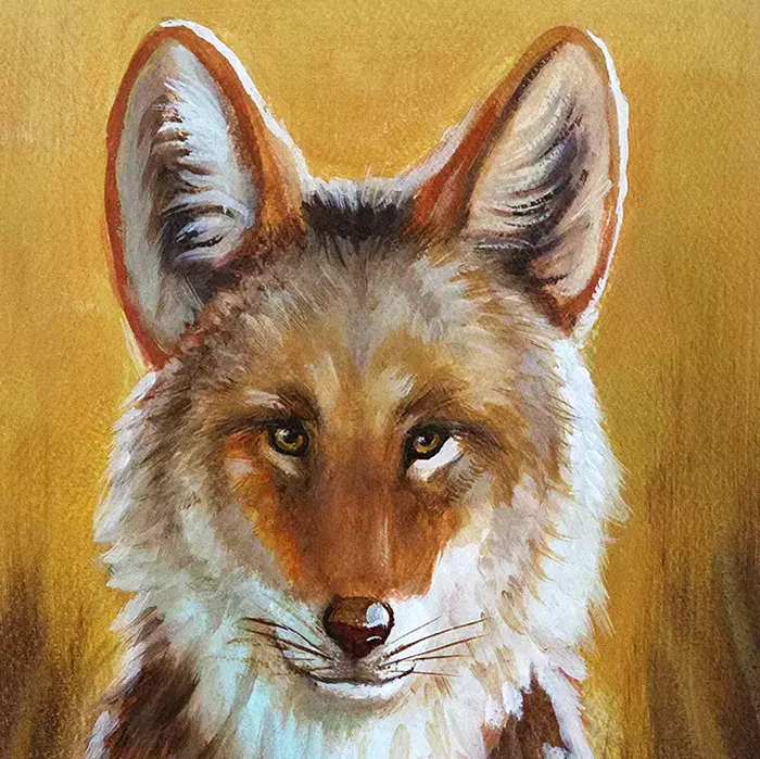 Golden Canine | Oil on 250 g/m² á Grain paper, 21 x 29.7 cm, 2024